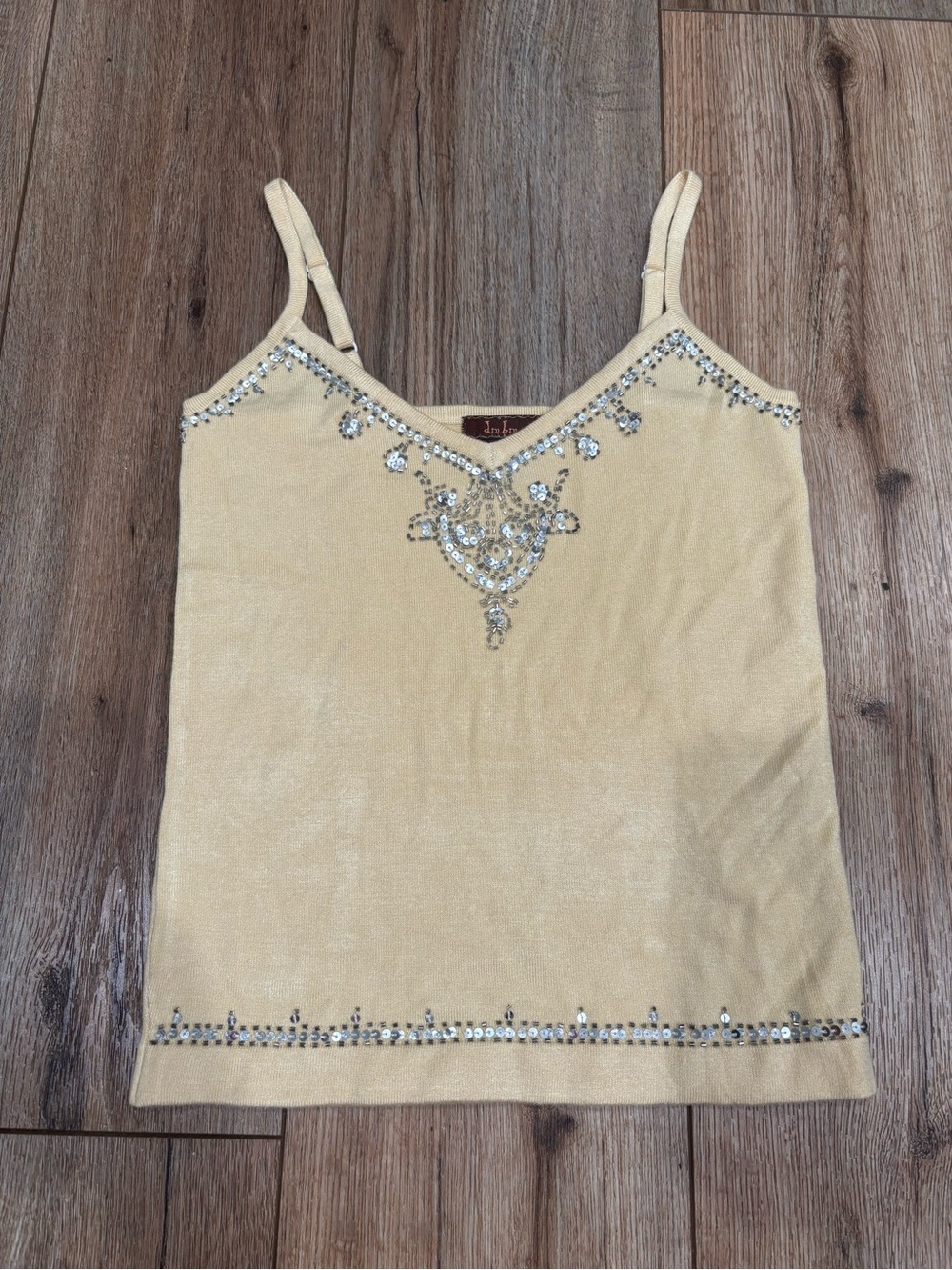 Vintage Y2K Sequin Butter Yellow Fairy Cami by DmBm 85% Silk